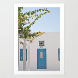Santorini Oia Blue Door Dream #2 #minimal #wall #decor #art #society6 Art Print