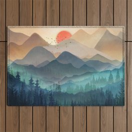 Wilderness Becomes Alive at Night Outdoor Rug