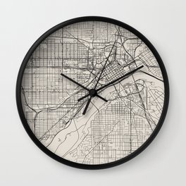 USA Saint Paul City Map Drawing - Black and White Aesthetic Wall Clock