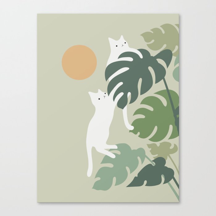 Cat and Plant 42 Canvas Print