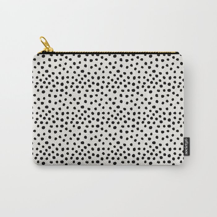 Preppy brushstroke free polka dots black and white spots dots dalmation animal spots design minimal Carry-All Pouch