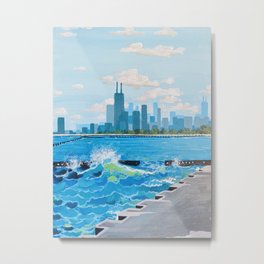 City on the Lake Metal Print | Lake, Cityscape, Illinois, Urban, Landscape, Wave, Chicago, Skyline, Clouds, Water 