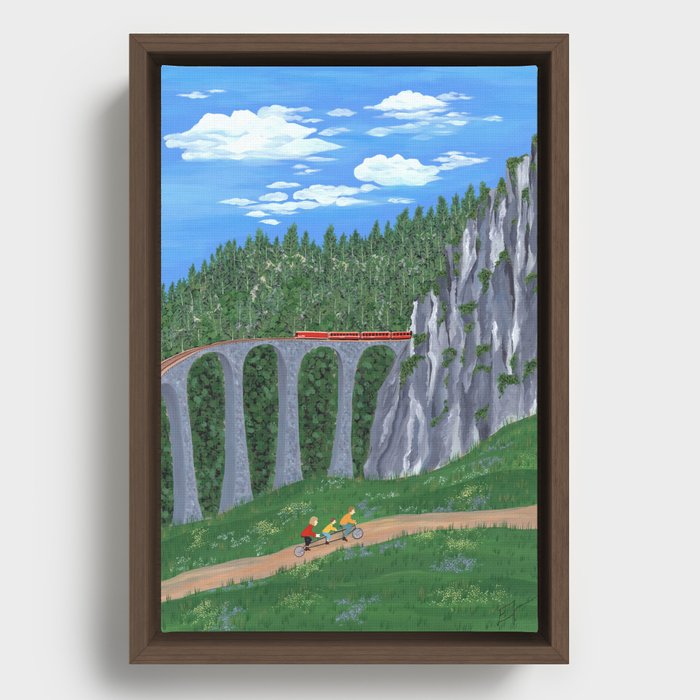 Cycling in Switzerland Framed Canvas