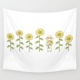 Sunflower Girl Wall Tapestry