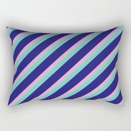 [ Thumbnail: Plum, Aquamarine & Midnight Blue Colored Lined/Striped Pattern Rectangular Pillow ]