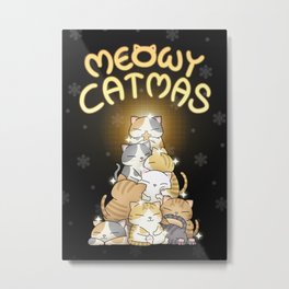 Meowy Catmas Cat Christmas Tree Metal Print | Christmastreecat, Cutecat, Chubbycat, Pileofcats, Cattree, Meowycatmas, Catchristmastree, Graphicdesign, Cats, Catmas 