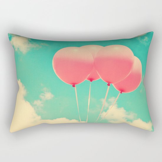 Balloons in the sky (pink ballons in retro blue sky) Rectangular Pillow