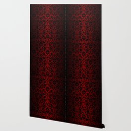 Dark Red and Black Damask Wallpaper
