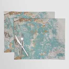 Teal Cream Texture Abstract Stucco Wall Distressed Paint Old Building Layer Grunge Patina Placemat