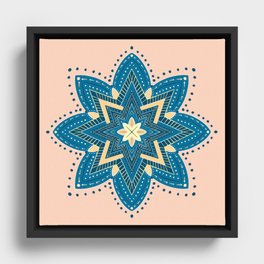 Blue star mandala Framed Canvas