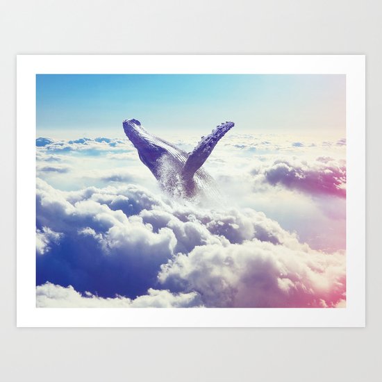 Cloudy whale Art Print