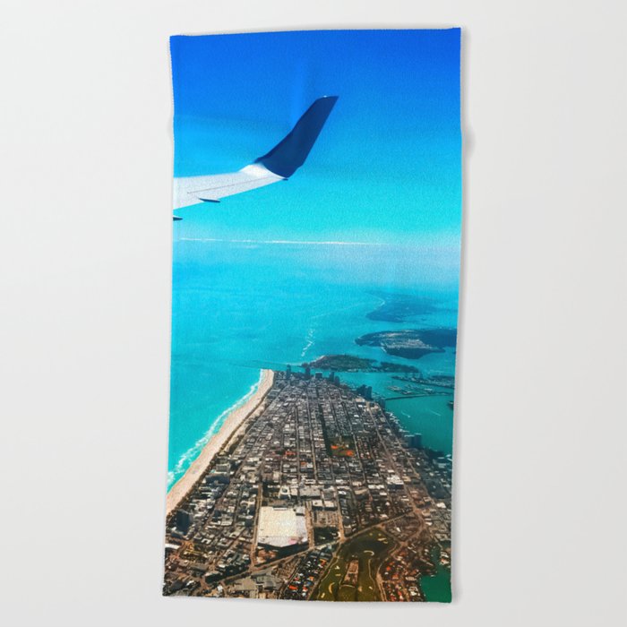 Miami Florida South Beach aerial view Beach Towel