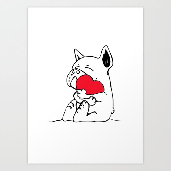 Frenchie Heart Art Print