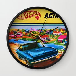 1970 Vintage Hot Wheels Redline Action City Center Poster Wall Clock