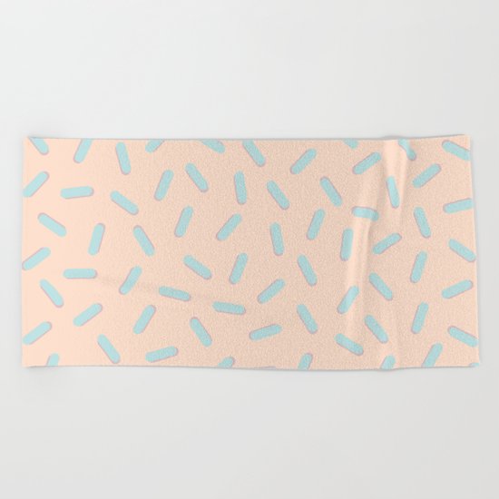 Memphis Bacteria Pattern Pastel Colors Peach Baby Blue Beach Towel
