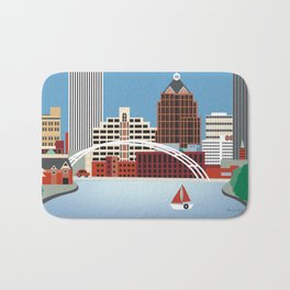 Rochester, New York - Skyline Illustration by Loose Petals Bath Mat