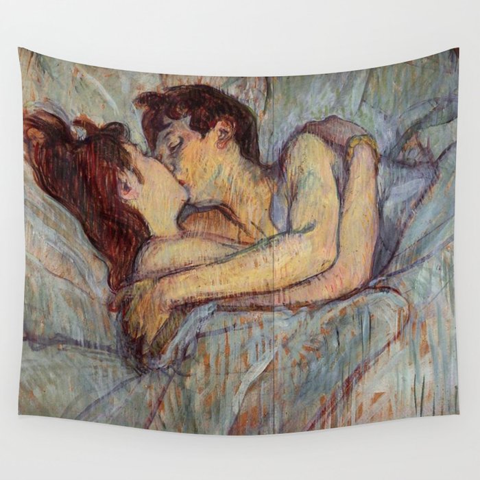 Henri De Toulouse Lautrec In Bed The Kiss Painting Wall Tapestry