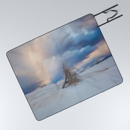 Adrift - Lone Tree In White Sands New Mexico Picnic Blanket