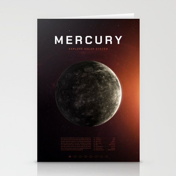 Mercury planet. Poster background illustration. Stationery Cards
