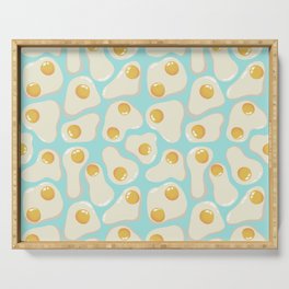 Fried Eggs on blue background Serving Tray