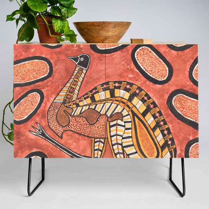 Emu - Aboriginal Inspired Art Painting Credenza