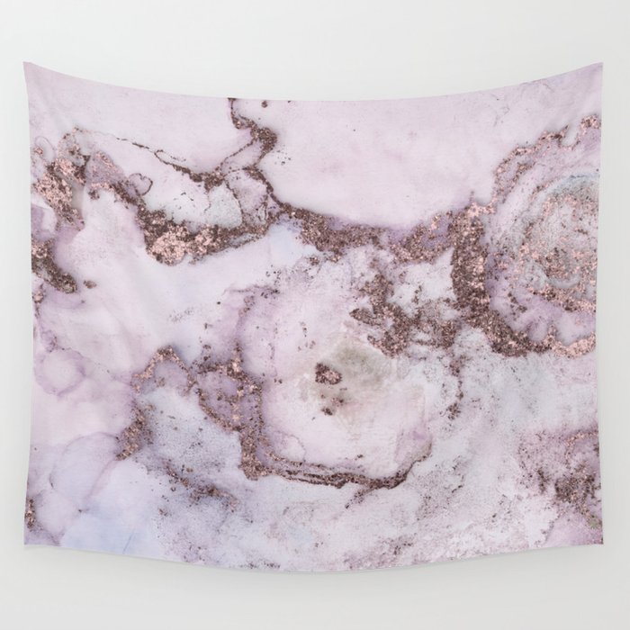 Abstract Alcohol Ink Art Painting Rosegold And Blush Pink Wall Tapestry