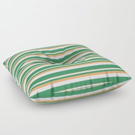 [ Thumbnail: Brown, Lavender, and Sea Green Colored Lines Pattern Floor Pillow ]