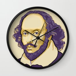 Shakespeare - royal purple and yellow Wall Clock | Othello, Playwright, Kinglear, Thetempest, Romeoandjuliet, Juliuscaesar, Thespian, Graphicdesign, English, Theater 