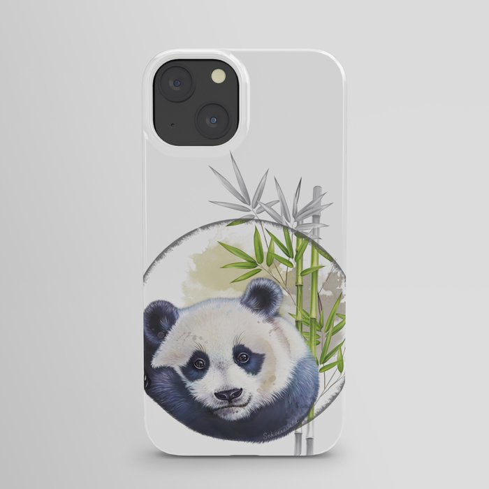 Cute panda with bamboo iPhone Case