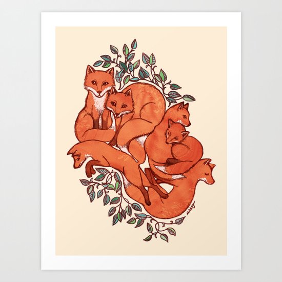 Fox Tangle Art Print