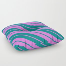 [ Thumbnail: Orchid & Teal Colored Lines Pattern Floor Pillow ]