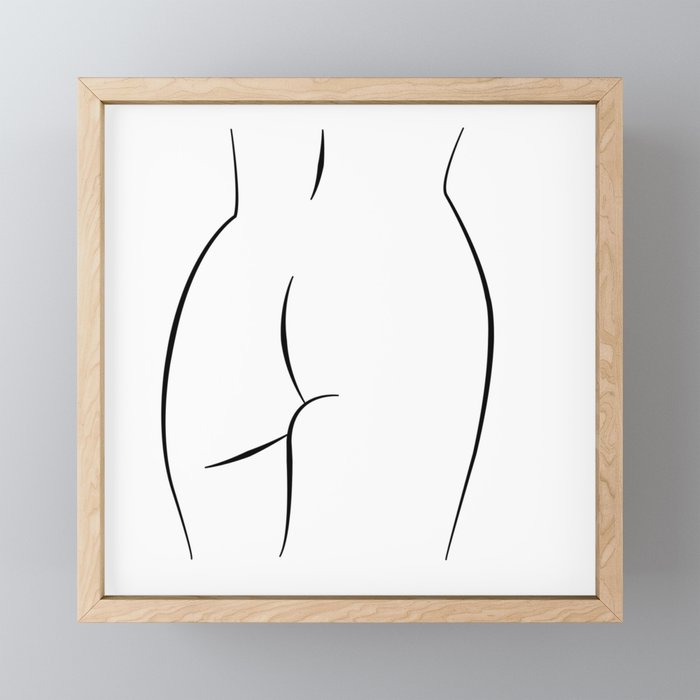 Minimalist Line art abstract nude woman ass Framed Mini Art Print