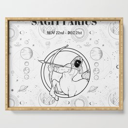 Sagittarius Star Sign (Black and White) Serving Tray