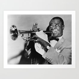 Black and White Photo of Louis Armstrong Art Print