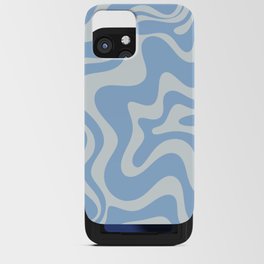 Retro Liquid Swirl Abstract Pattern in Powder Blue iPhone Card Case