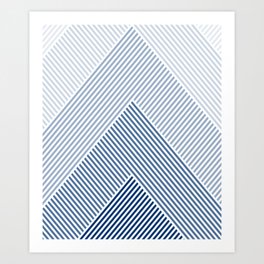 Blue Shades Lines  Art Print