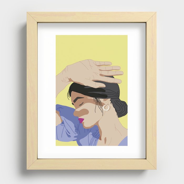 Girl on yellow Recessed Framed Print