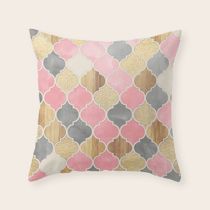 pink grey throw pillows