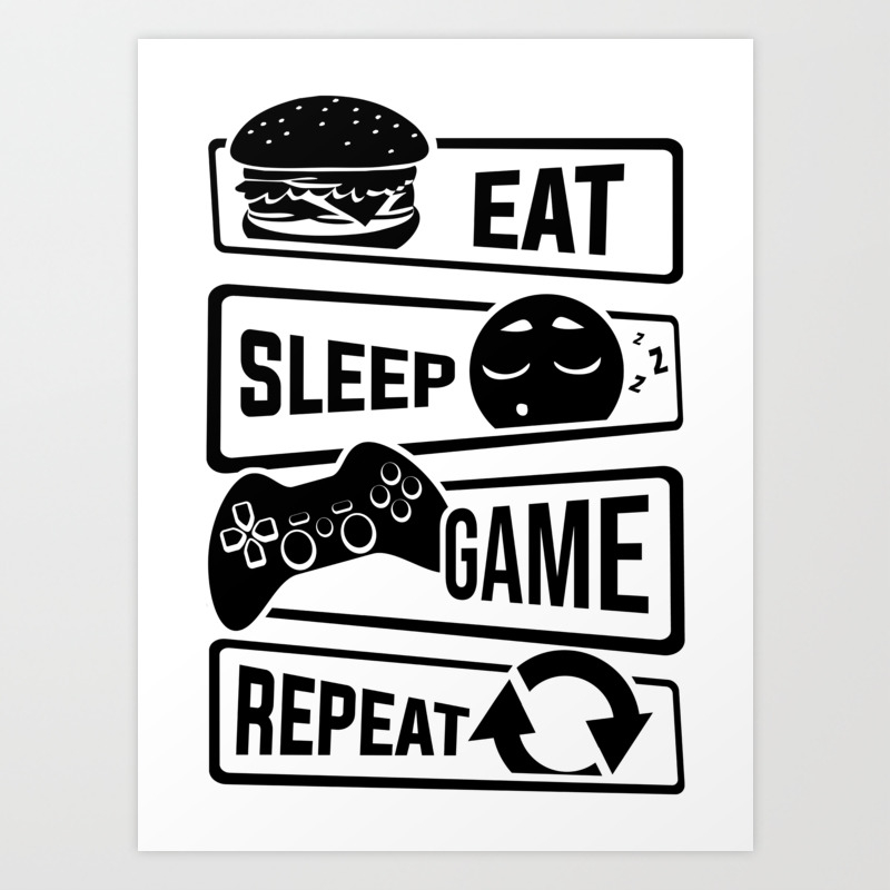 choose from games & controllers EAT SLEEP GAME REPEAT Wall Art 