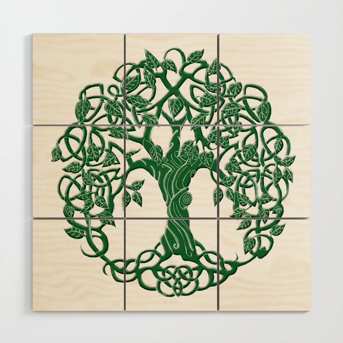 Tree of life green Wood Wall Art