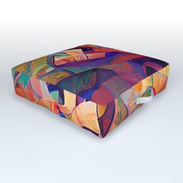 Colorful Distorted Squares Outdoor Floor Cushion