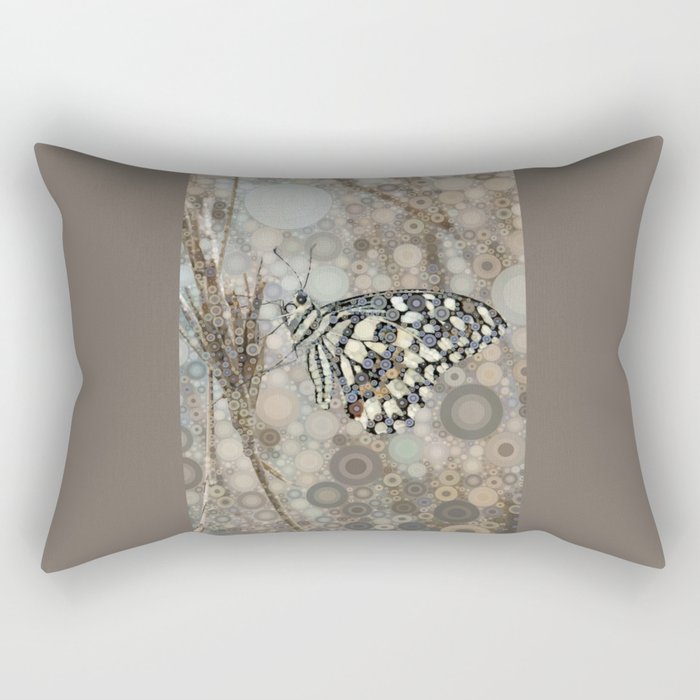 FLUTTERBY - butterfly abstract edit in neutral beige grey tones Rectangular Pillow