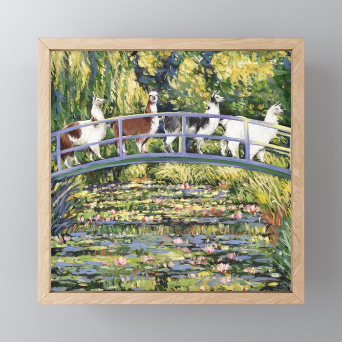 Llama and The Water Lily Pond Framed Mini Art Print