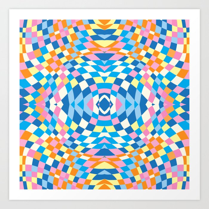 Checkered abstraction multicolor Art Print