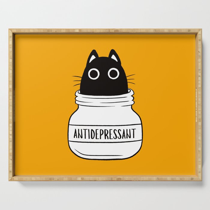 Antidepressant Cat Serving Tray