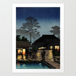 Tsuchiya Koitsu - Long Spell of Rain - Japanese Vintage Woodblock Painting Art Print