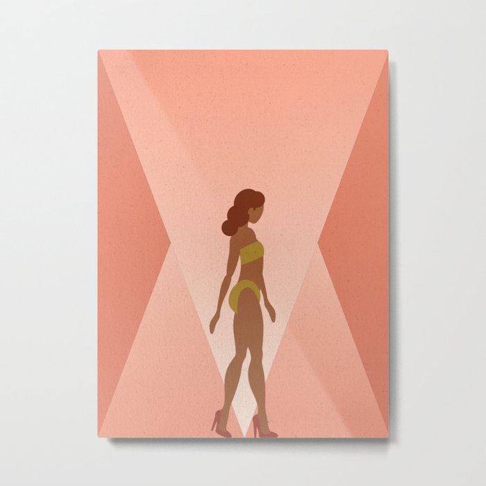 Woman Walking with Geometric Triangles, Entitled "Hollywood, Left" Metal Print