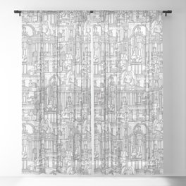 Ancient Greece black white Sheer Curtain