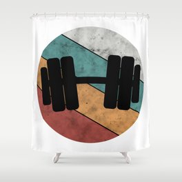 Dumbbell weights vintage color striped circle Shower Curtain