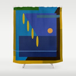 Blue abstract landscape # sunset at the sea Shower Curtain